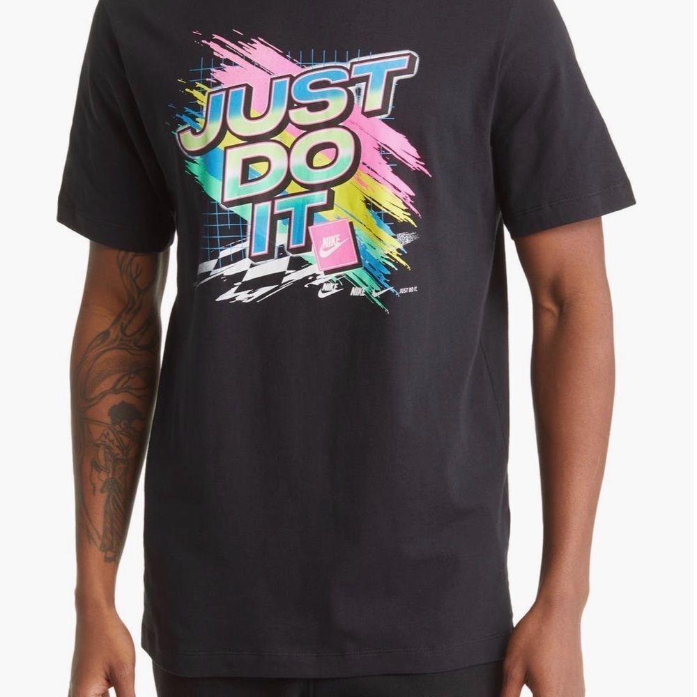 Nike Retro Racing Graphic Multicolor 'Just Do It' Men's T-Shirt Sz M